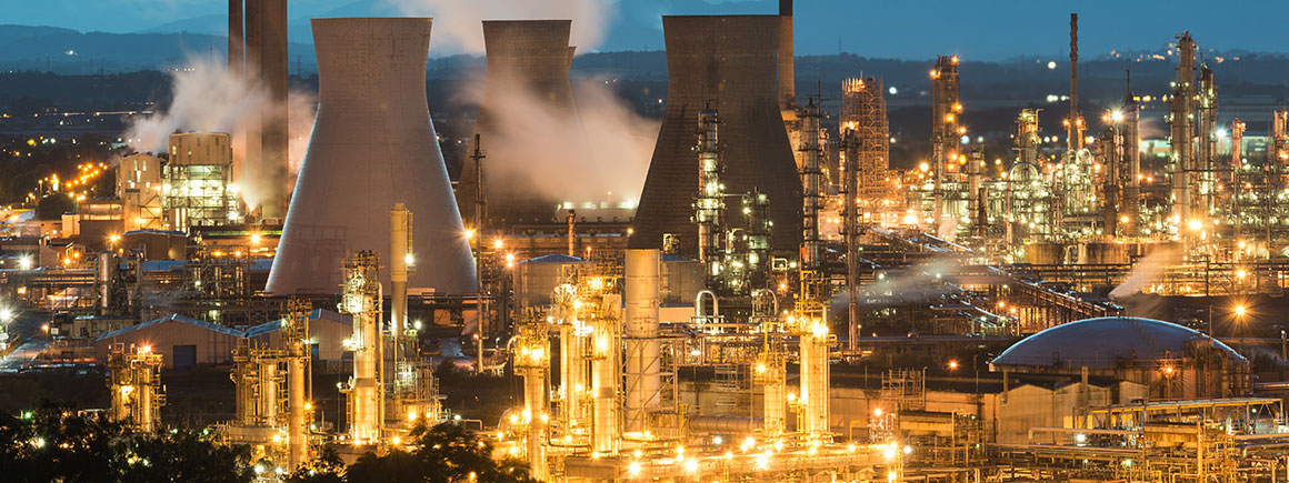 A night view of an industrial town