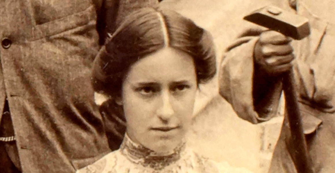 A sepia portrait of Ida Slater.